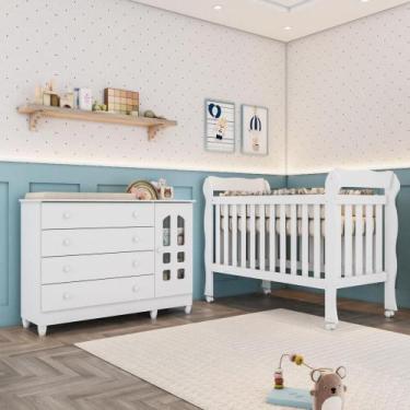 Imagem de Quarto Bebê Completo Berço Americano Marquesa 3Em1 Lila Cômoda 4 Gavet