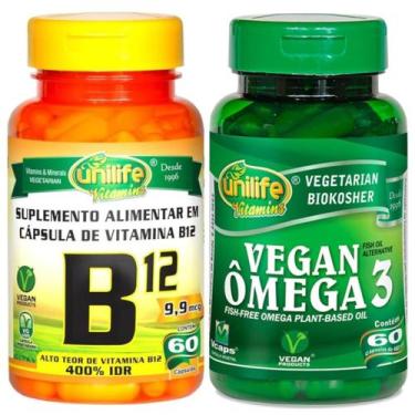 Imagem de Vitamina B12 60 Caps e Ômega 3 60 Caps Kit Vegano - Unilife