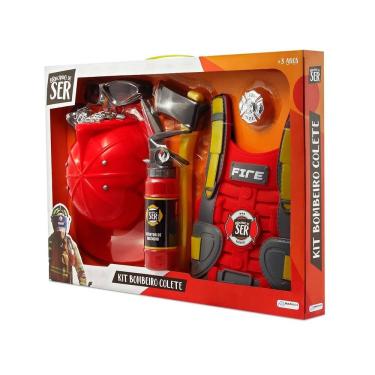 Imagem de Brinquedo Infantil Brincando de Ser Kit Bombeiro com Colete Multikids Br963 com Capacet...
