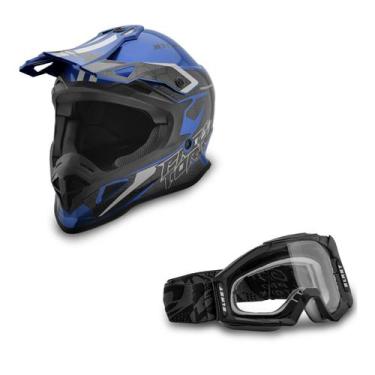 Imagem de Capacete Motocross Pro Tork Fast Brave + Óculos Pro Tork Blast, AZUL /