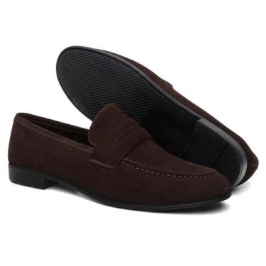 Imagem de Mocassim Loafer Social Masculino em Couro Itália Café - sem marca, 42