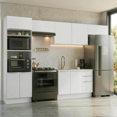 Imagem de Armário de Cozinha Completa 350 x 60 cm Branco/Branco Veludo Lux Mades