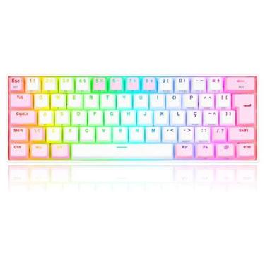Imagem de Teclado Gamer Mecânico Redragon Draconic Pro Branco/rosa Rgb
