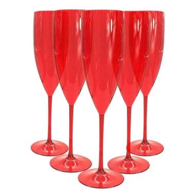 Imagem de 9 Taças De Champanhe Acrílico Cristal Colorido 160 Ml - M&Ca. Plástico