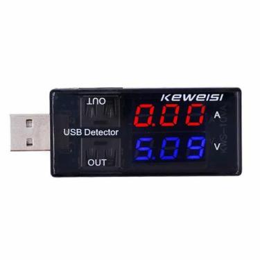 Imagem de Testador USB Voltímetro Medidor de Tensão e Corrente - Giwek, Preto