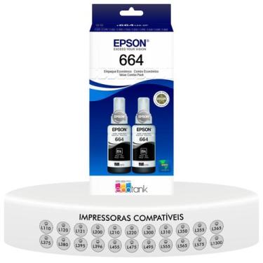 Imagem de Dualpack 2 Refis Tinta Preta Original Epson T664 P/ Impressoras Epson 