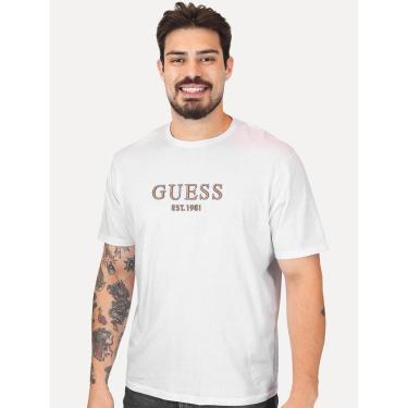 Imagem de Camiseta Guess Masculina Bordado Peito Logo 1981 Branca-Masculino