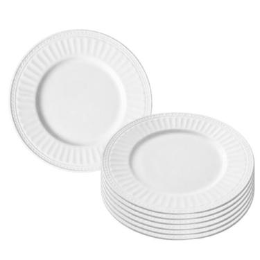 Imagem de Jogo 6 Pratos Raso De Vidro Branco Redondo Jantar 25cm - CLICK HOUSE