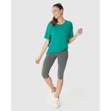 Imagem de Calça Corsário Básica Feminina Cós Elástico Em Algodão - Malwee, Cinza