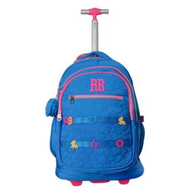 Imagem de Mochila de Rodinhas Escolar Chaveiro PomPom Rebecca BonBon, Azul