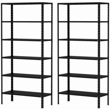 Imagem de 2 Estante Armário De Aço Para Almoxarifado Livros Sala 6 Bandejas Resi