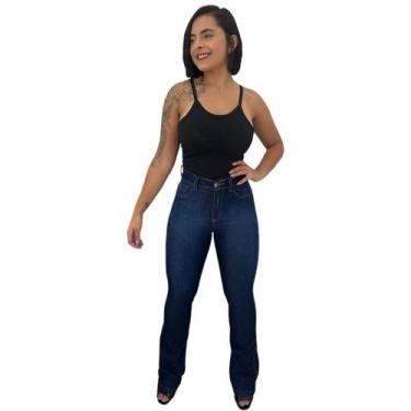 Imagem de Calça Jeans Básica Feminina Flare Cintura Alta Com Lycra - Anj Modas, 