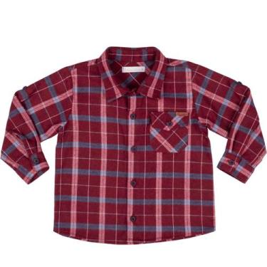 Imagem de Camisa bebê Menino Xadrez Flanelada - Papilloo, Vermelho, 2
