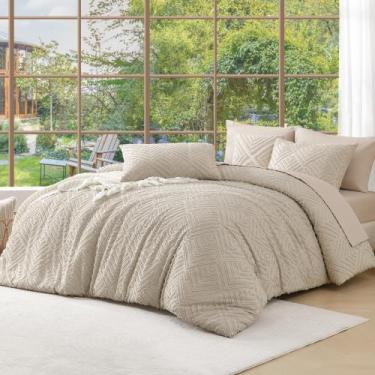 Imagem de Conjunto de edredom Andency Oatmeal King Size de 3 peças de roupa de c