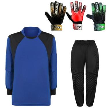 Imagem de Kit Goleiro Juvenil Camisa + Calça Acolchoada + Luva De Goleiro Penalt