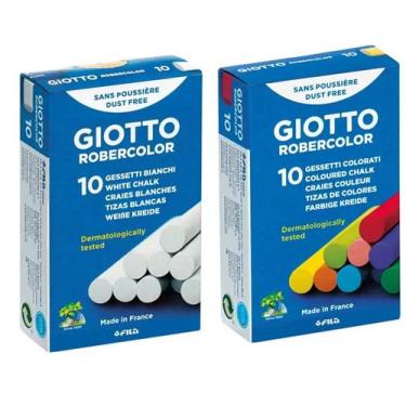 Imagem de Kit Giz Escolar Robercolor 10 unidades branco + 10 unidades colorido G