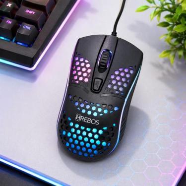 Imagem de Mouse Gamer LED RGB 4 Botões 1200 DPI Hrebos HS-189