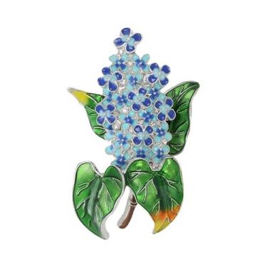 Imagem de Broches De Hortênsia Esmaltados Unissex Femininos Com Strass, Alfinete