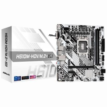 Imagem de Placa Mãe Asrock H610M-HDV-M.2+ D5 com Suporte DDR5 Até 4800MHz e Tecnologia M.2 Pcie Gen3 X4 Preto