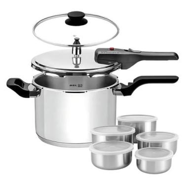 Imagem de Panela De Pressão 2 Em 1 Tramontina Brava 4,5L Inox Fundo Triplo Induç