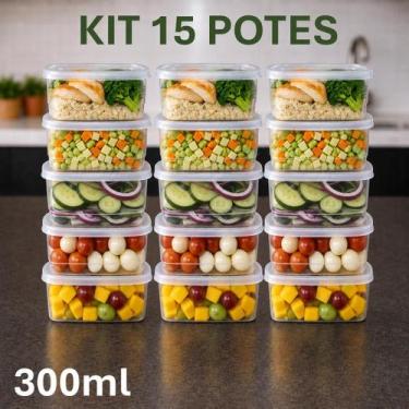 Imagem de Kit até 30 Potes Marmita 300Ml Transparente com Tampas e Travas Fit Bp