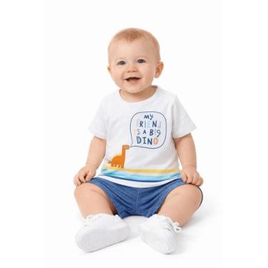 Imagem de Conjunto Bebê Menino Diverdinos Alphabeto Branco e Marinho, Branco e m