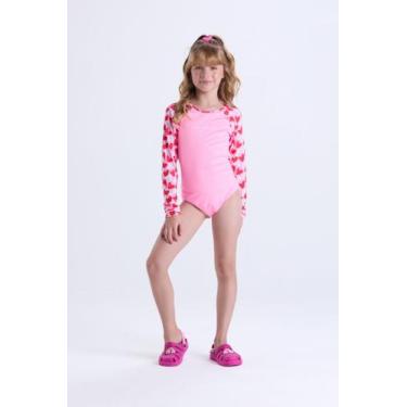 Imagem de Maiô Infantil Manga Longa Estampas Fofas - VIDA COSTEIRA, Rosa, 8