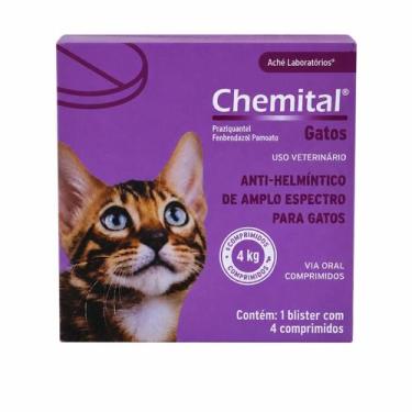Imagem de Chemital Gatos até 4 kg 4 Comprimidos Vermífugo para Gatos Mundo Anima
