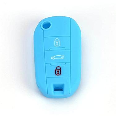 Imagem de YJADHU Flip Car Key Cover Case Suporte de proteção da capa da chave do carro, adequado para Peugeot 508 301 2008 3008 408 4008 308 Citroen C4 CACTUS C5 C3 C4L, 5