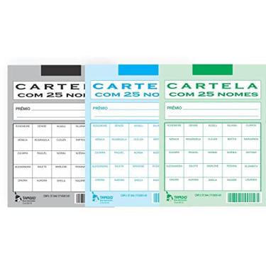 Imagem de Pacote com 50 Cartelas De Rifa, Tamoio, 25 Nomes Cada Cartela, Multicor, 6012