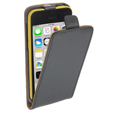 Imagem de LIYONG Capa de celular flip vertical de couro para iPhone 5C (preto)