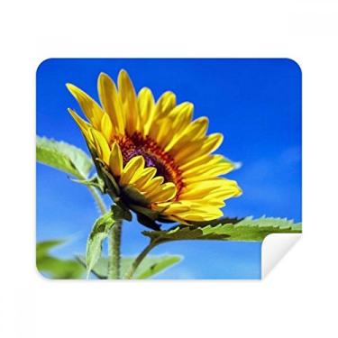 Imagem de Pano de limpeza de girassóis azul céu sol flor limpador de tela 2 peças tecido de camurça