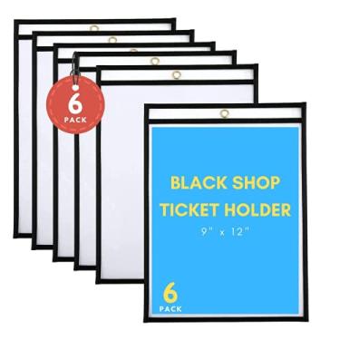 Imagem de 1InTheOffice Mangas de bolso apagáveis a seco, suporte de bilhetes para loja preto 23 x 30 cm, (pacote com 6)