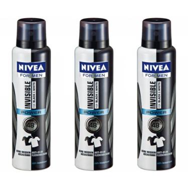 Imagem de Nivea For Men Black & White Power Desodorante Aerosol 150ml (Kit C/03)