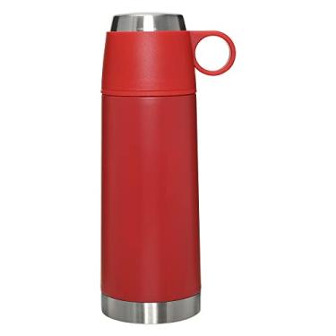 Imagem de Mimo Style Garrafa Térmica Inox Vermelha, Tampa em Silicone à Prova de Vazamento, Com Capacidade Para 350 ml, Perfeita Para Bebidas Quentes e Frias, Corpo de Material Inox e Tampa em Silicone
