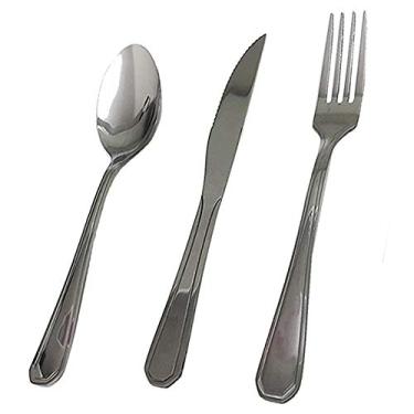 Imagem de Kit 36 Talheres de Mesa Aço Inox Garfos Facas Colheres Univendas para Refeição Bar Restaurante
