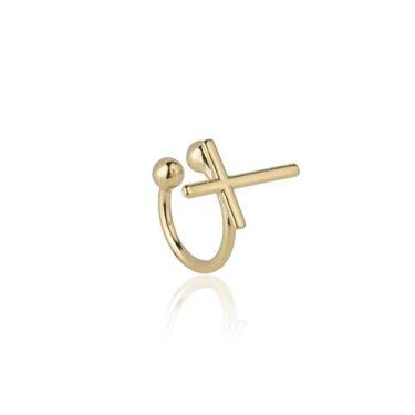 Imagem de Piercing Falso de Orelha Cruz Hélix Folheado a Ouro 18k