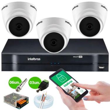 Imagem de Kit Intelbras 3 Câmeras Hd + Dvr Intelbras 1104 + Acessórios + App Mon