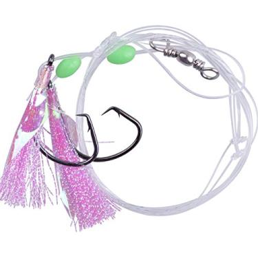 Imagem de Shaddock Fishing Rigs – 15 pacotes de equipamentos de pesca, iscas de pesca de água salgada e água doce, ganchos de iscas com contas luminosas, pele de peixe e rotação de barril, rosa