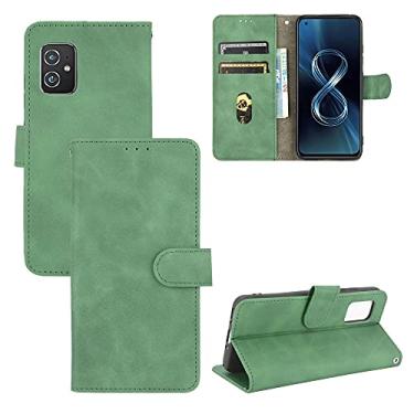 Imagem de YUNCHAO Caixa de telefone Para asus zenfone 8 / zs590ks de cor sólida com sensação de fivela magnética Flip Flip textura da panturrilha capa para celular