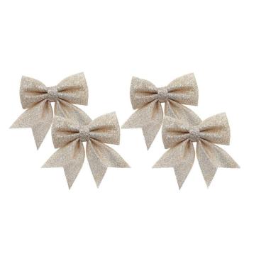 Imagem de Kit Laço Glitter Dourado Natal 13cm 4 Unidades