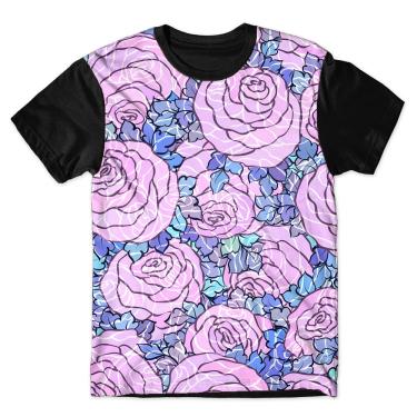 Imagem de Camiseta As Braba Masculina Rosas Violetas Full Print