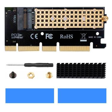 Imagem de Adaptador Placa Conector Conversor P/ Ssd M2 Nvme Pci-e Pci Express 3.0 e 4.0 + Dissipador de Calor em Alumínio