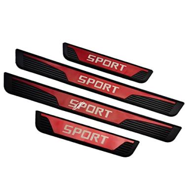 Imagem de GZBFTDH Protetor de batente de porta de carro para Chevy Blazer Trax Bolt EV/EUV Acessórios Peças automotivas, tampa de acabamento de placa de proteção de entrada de porta de aço (vermelho, Trax 2015-2022)