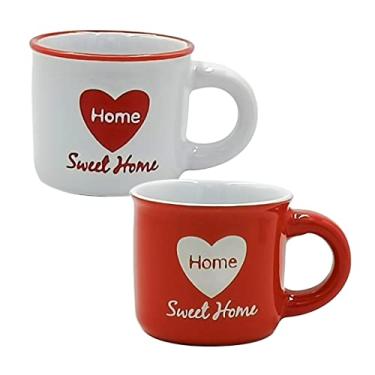 Imagem de Jogo de 2 canecas em porcelana 70ml A5cm cor vermelha e branca