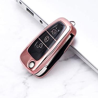 Imagem de CSHU TPU Car Key Case Cover Keychain Ring Key Bag, apto para Ford Focus 2 3 MK3 ST RS Ecosport Kuga Escape Fiesta Fold C-Max S-Max Mondeo, rosa