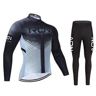 Imagem de Camisa de ciclismo de inverno de equipe térmica de lã para corrida de bicicleta Mountian roupas masculinas leves manga longa Bib calças, cinza, P (164 cm/58 kg)