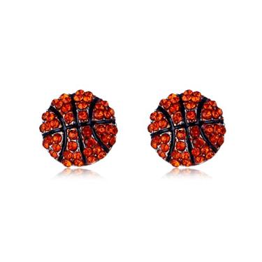 Imagem de Brincos de basquete para meninas brincos de jogo esportivo de zircônia cúbica brilhante para mulheres ideia perfeita de presentes de basquete, Metal, Zircão