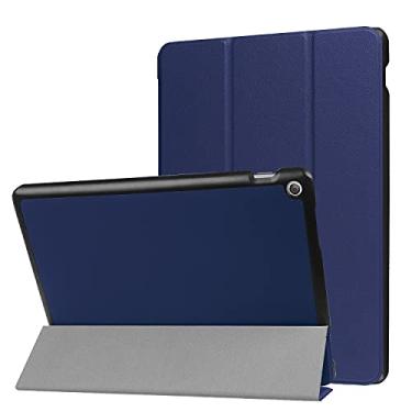 Imagem de LVSHANG Capa para tablet Asus ZenPad 10 Z301ML/MFL/ZenPad 10 Z300 Capa leve com suporte triplo PC capa traseira rígida com três dobras e despertar automático, dormir (cor azul)