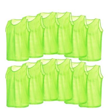 Imagem de Malha Scrimmage Coletes de Treinamento Respirável Futebol Jerseys 12 PCS Adultos Camisas de Futebol Jersey Prática Esportes Pinnies Secagem Rápida, Verde, Tamanho Único